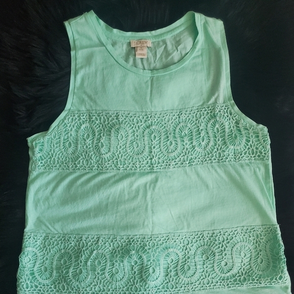 Bundle Only: J. CREW MINT GREEN LACE PANEL 100% COTTON TANK‎ TOP SIZE XS P - Picture 1 of 12